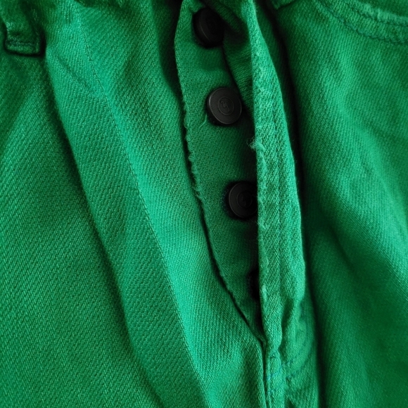 Free People X Sandrine Rose Mid Rise Straight Leg Button Fly Jeans Sapin Green - Picture 8 of 11